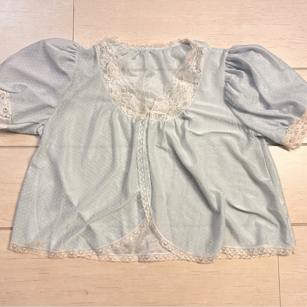 Light Blue Lace Trim Kids Top